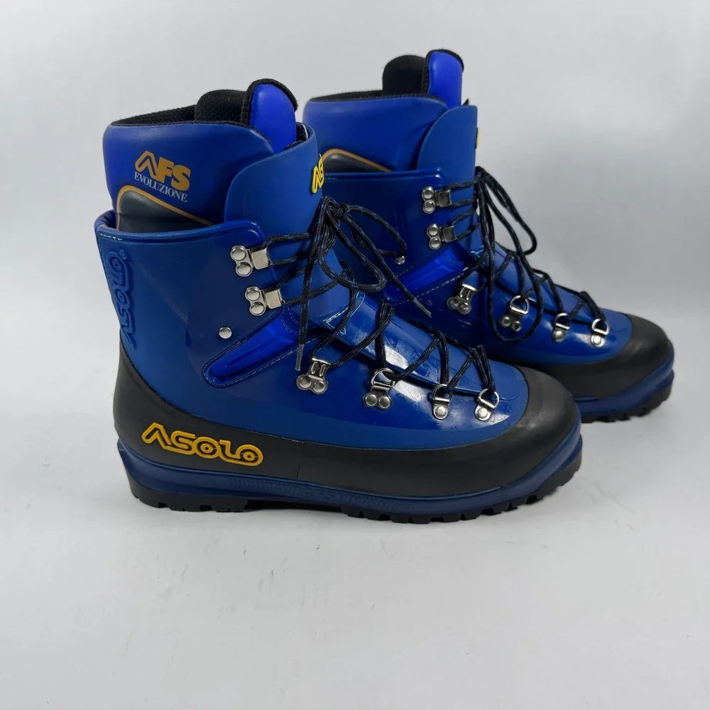 Asolo AFS Evoluzione Blue Plastic Mountaineering Boots Mens 10.5 Made in Italy‎